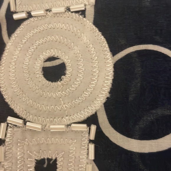 Navy Blue & White Semi Sheer Michael Kors Beaded Blouse Top - Large - Picture 6 of 7